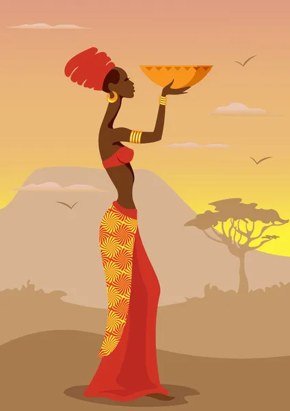 Mujer africana — Vector de stock