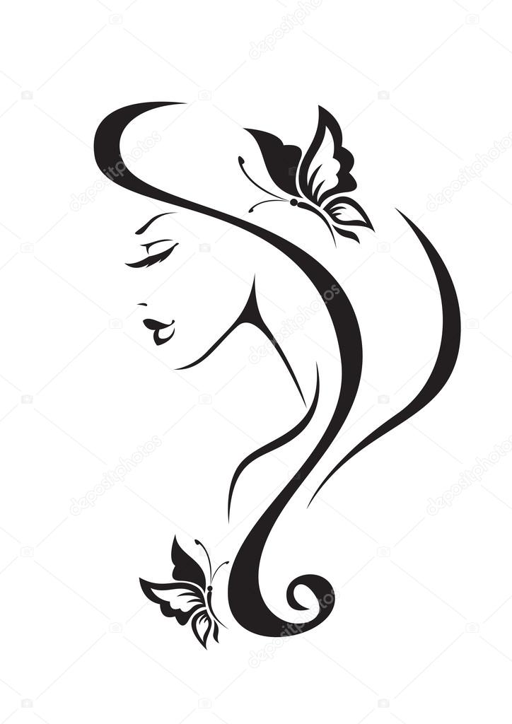 Black and white silhouette of the girl