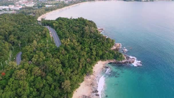 Areal Drone Top View Curves Coastal Road Πουκέτ Ταϊλάνδη Beautiful — Αρχείο Βίντεο