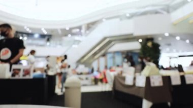 Defocus alışveriş merkezi geçmişi. Blur Bokeh alışveriş merkezi geçmişi. Görüntü departmanı arka plan için. Bokeh arkaplana sahip soyut alışveriş mağazası.