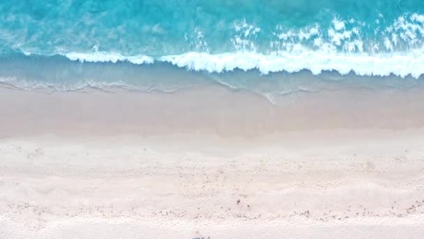 Aerial Drone Pohled Shora Dav Lidí Tropické Pláži Západem Slunce — Stock video