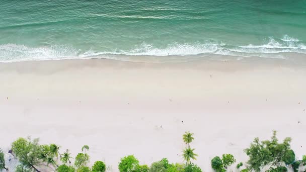 Luchtfoto Drone Top View Menigte Van Mensen Tropische Strand Met — Stockvideo
