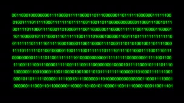 Eller Binära Tal Datorns Svarta Skärm Övervaka Matris Bakgrund Digital — Stockvideo