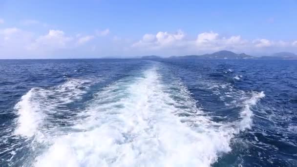 Sea Water Foamy Surface Boat Travel Cruise Ship Trail Blue — Stock Video