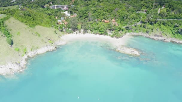 Flygdrönare Topputsikt Publik Tropisk Strand Med Solnedgång Phuket Thailand Vacker — Stockvideo