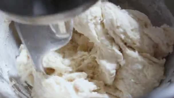 Chiudere Processo Produzione Dell Impasto Del Pane Utilizzando Mescolatrice Della — Video Stock