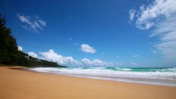 Beautiful Tropical Beach Blue Sky Clouds Tropical Beach Waves Crashing — Stock video