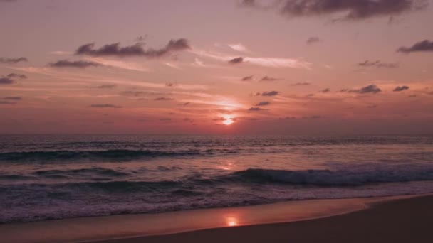 Phuket Thailand Schönen Tropischen Strand Mit Sonnenuntergang Himmel Der Schöne — Stockvideo