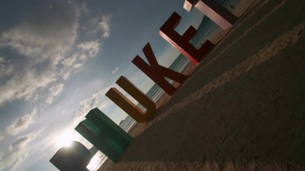 Phuket Sign Multi Color Beach Patong Beach Phuket Thailand Beach — Stock video