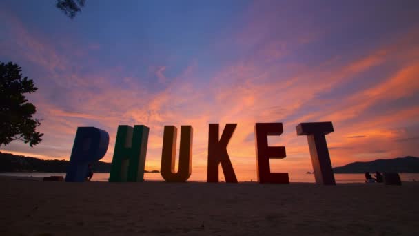 Phuket Sign Multi Color Beach Patong Beach Phuket Thailand Beach — Stock video