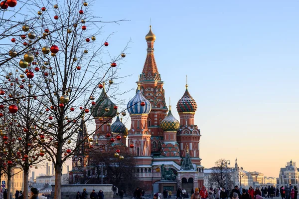 Újévi Karácsonyi Dekoráció Vörös Téren Moszkva Orosz Föderáció December 2020 — Stock Fotó