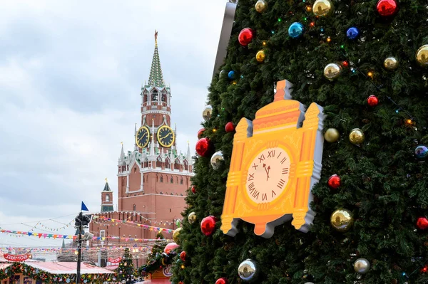 Decoração Ano Novo Natal Praça Vermelha Moscou Federação Russa Dezembro — Fotografia de Stock