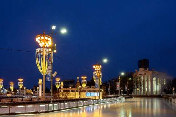 Patinoire Vdnkh Décorations Nouvel Noël Sur Place Amitié Des Peuples Image En Vente