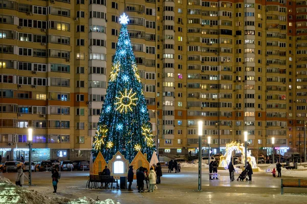 Pavshinskaya Poima bölgesindeki Noel ağacı, Krasnogorsk, Moskova bölgesi, Rusya Federasyonu, 11 Aralık 2021