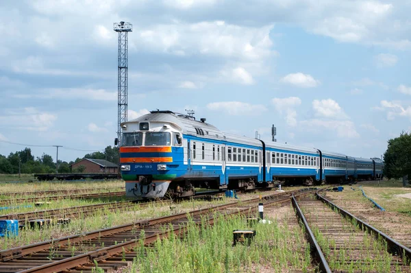 Baş motor vagonu DR1A-193.3 dizel tren DR1A-294 Belarus Brest-Northern tren istasyonu, Brest, Belarus, 20 Temmuz 2015