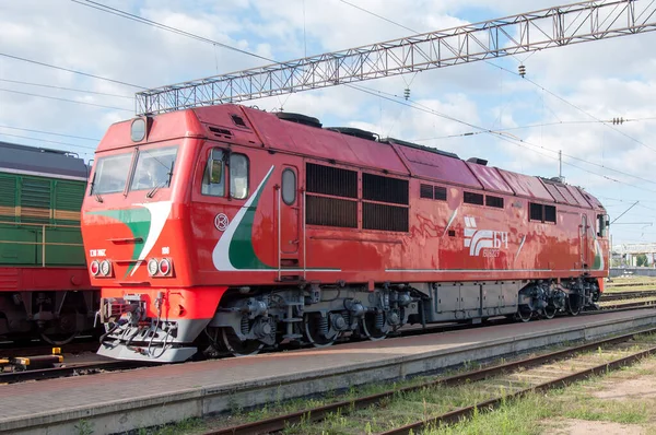 Locomotive Diesel Pour Passagers Tep70Bs 106 Gare Centrale Brest Central — Photo