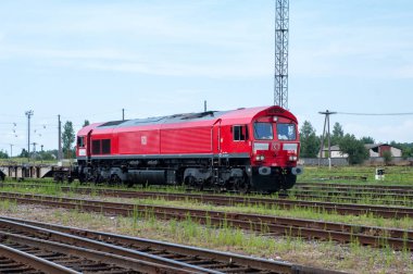Yük dizel lokomotif 66178 DB Schenker Demiryolu Polska Brest-Northern İstasyonu Belarus, Brest, Belarus, 18 Temmuz 2014