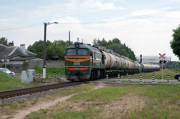 Vrachtdiesellocomotief M62 1159 Verlaat Zatechitsa Park Van Brest Northern Station — Stockfoto