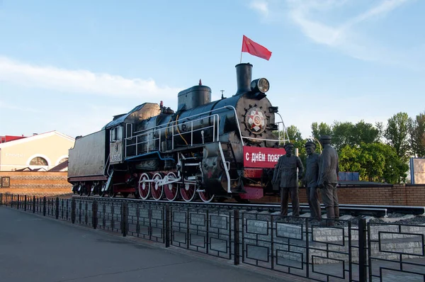 Locomotora Monumento Vapor 787 Monumento Tripulación Locomotora Estación Bryansk Orlovskiy —  Fotos de Stock