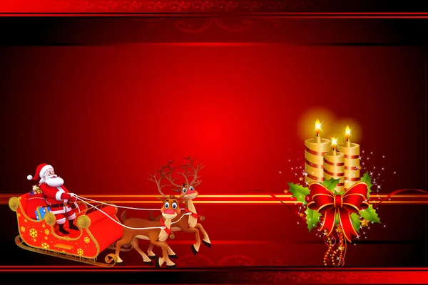 Weihnachtsmann mit Geschenken auf rotem Hintergrund — Stockfoto