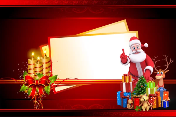 Santa Claus con grandes tarjetas como signo — Foto de Stock