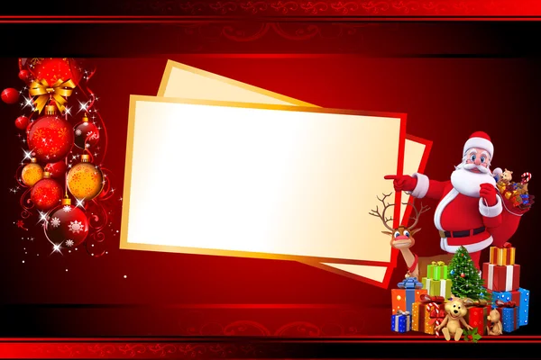 Weihnachtsmann mit großen Karten wie Schild — Stockfoto