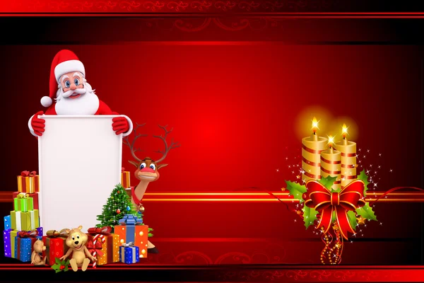 Weihnachtsmann mit großen Karten wie Schild — Stockfoto