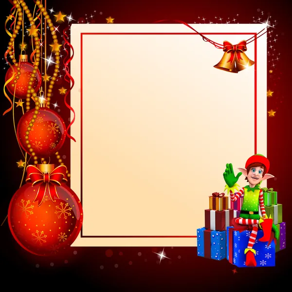Karácsonyi manók a piros színű háttér — Stock Fotó