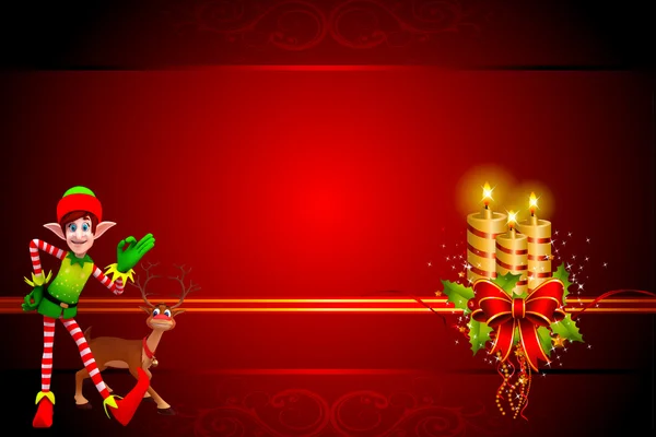 Christmas elves on red color background — Stock Photo, Image