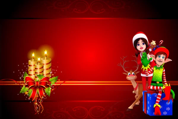 Санта дівчина на тлі червоного кольору Різдва — стокове фото