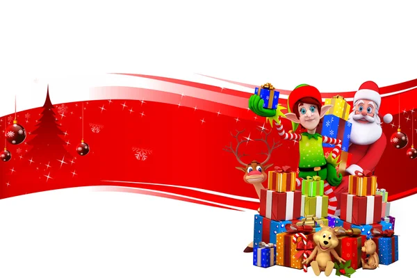 Weihnachtsmann auf rotem Hintergrund — Stockfoto