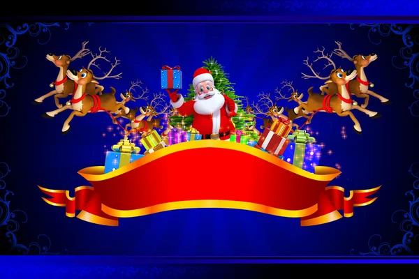 Mavi renkli arka plan ile Noel Baba — Stok fotoğraf
