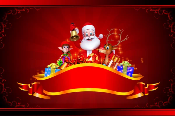 Papai Noel com fundo de cor vermelha — Fotografia de Stock