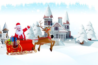 Noel Baba birçok hediyeler ile İzlanda üzerinde