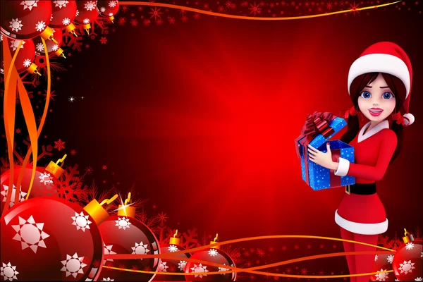 Happy santa meisje met veel geschenken — Stockfoto