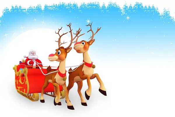 Santa claus with his sleigh — Stock Photo, Image