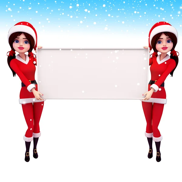 Santa meisje met een groot bord — Stockfoto