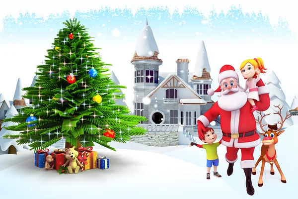 Santa claus on iceland with many gifts — Stock Photo, Image