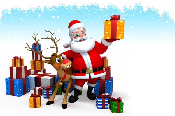 Санта цепляется за лед со множеством подарков — стоковое фото