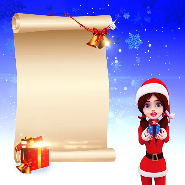 Santa flicka med gåvor — Stockfoto