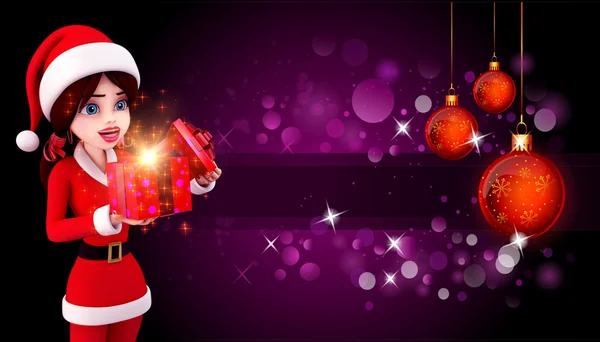 Santa chica con fondo morado — Foto de Stock