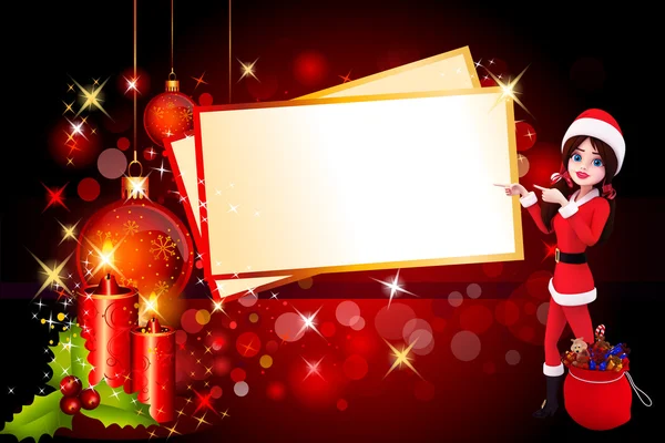 Santa lány nagy Karácsonyi kártyák — Stock Fotó