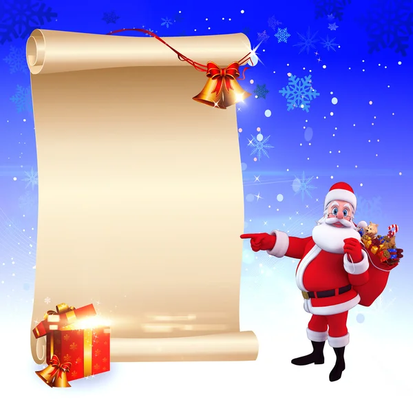 Papai Noel com sinal — Fotografia de Stock