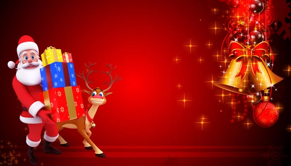 Weihnachtsmann mit rotem Hintergrund — Stockfoto