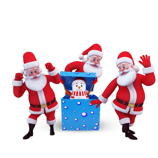 Weihnachtsmann mit Hirsch und Geschenken — Stockfoto