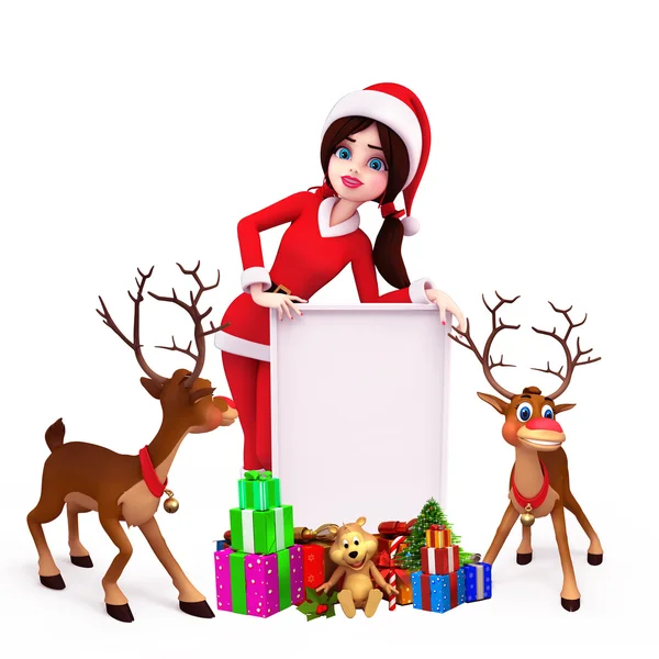 Santa flicka med vita tecken — Stockfoto