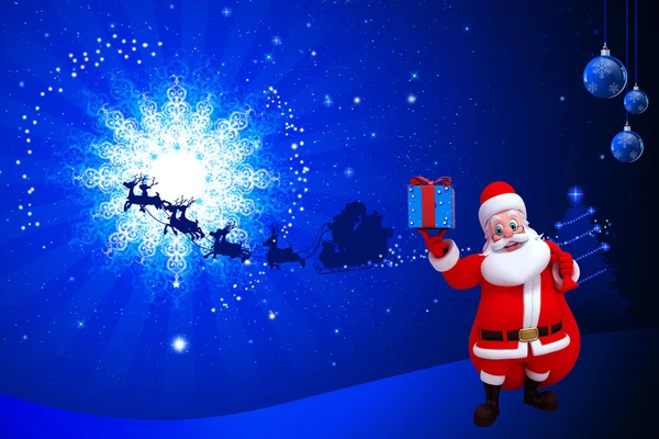 Weihnachtsmann mit seinem Schlitten — Stockfoto