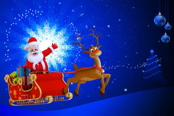 Santa claus with his sleigh — Stock Photo, Image