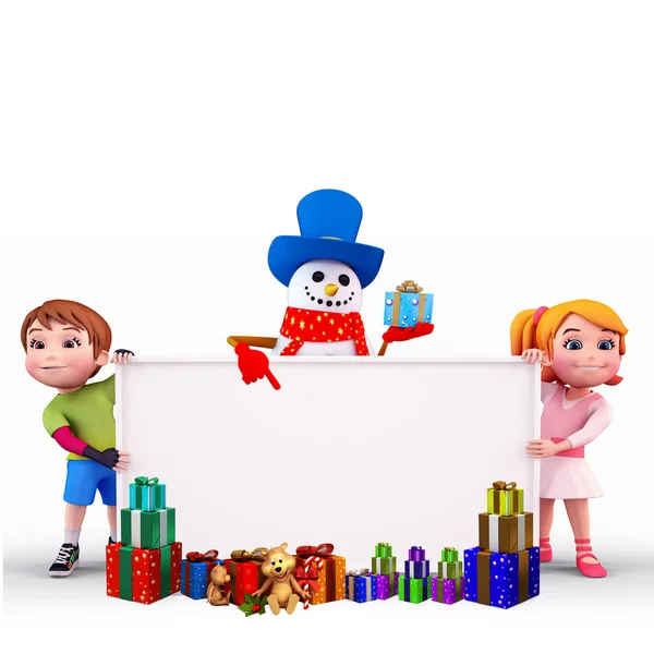 Christmas big sign with santa and kids — Stock Photo, Image