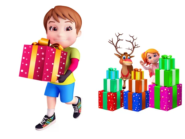 Kids with lots of gifts — Stock Photo, Image